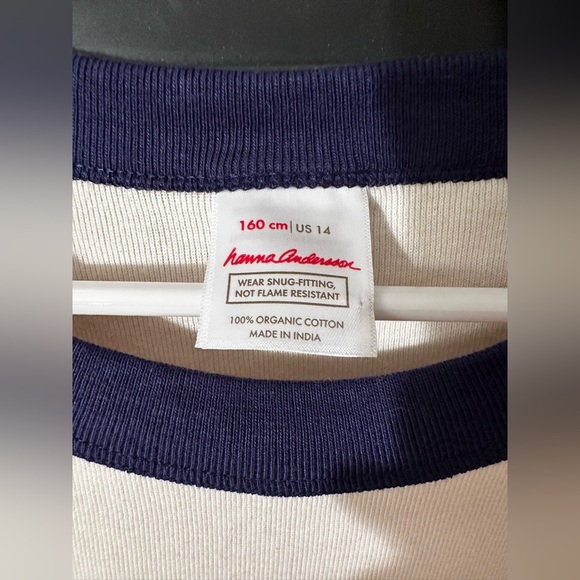 NWOT HANNA ANDERSSON 14 16 Org Cotton Striped Winter Deer Buck Long John Pajamas - Picture 3 of 6